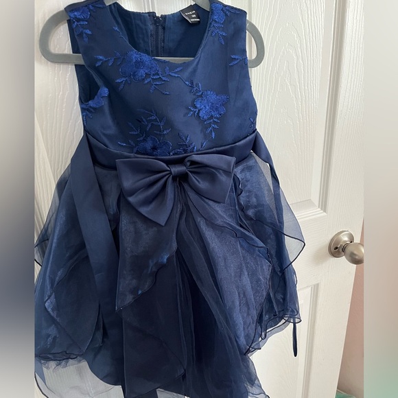 Formal toddler dress, tulle skirt, Navy Blue - Picture 1 of 2